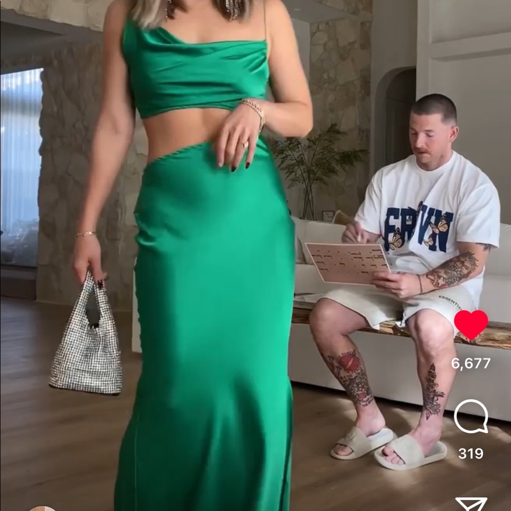 Miss Lola Green Slip Dress